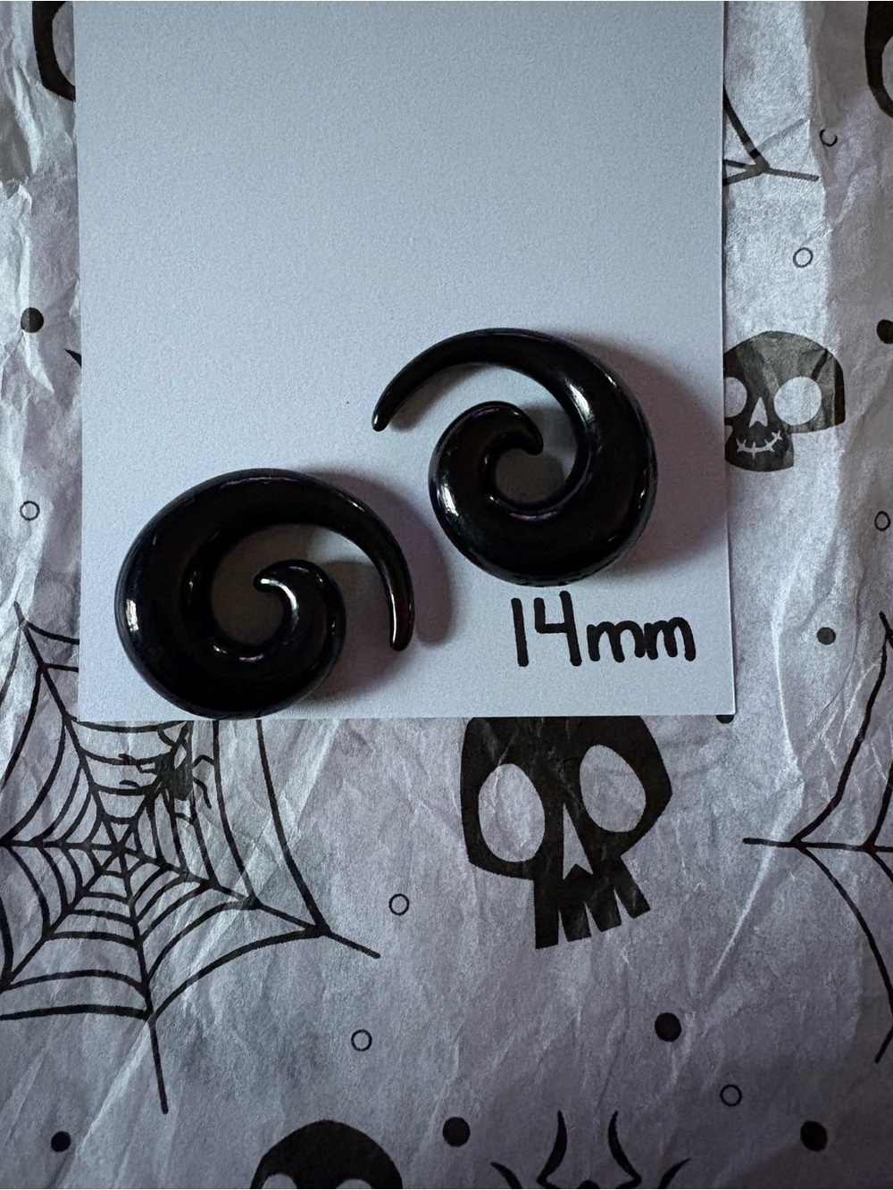 Black Spiral 14mm Ear Gauges - Pair